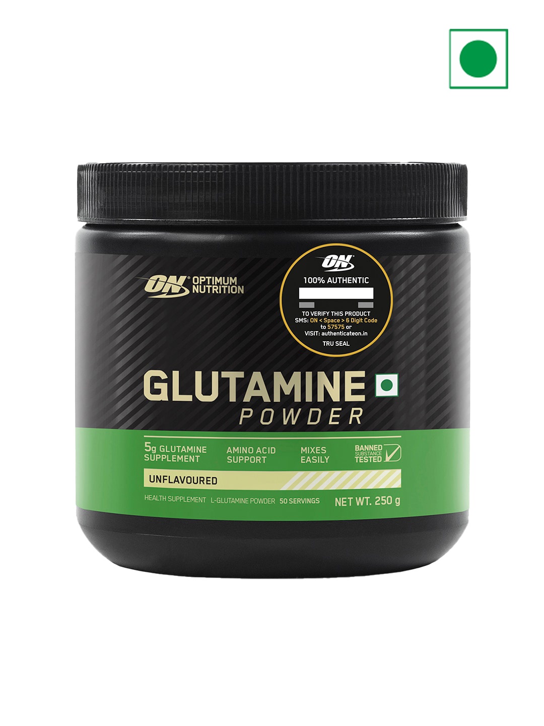 

Optimum Nutrition ON Glutamine Powder Gram Unflavored- 250 G, Black