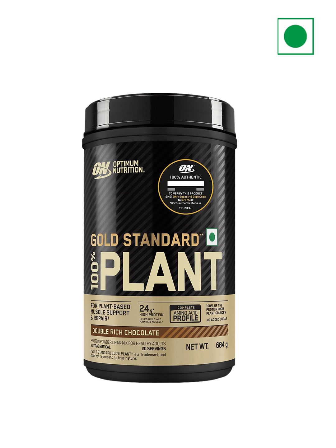 

Optimum Nutrition Gold Standard 100% Plant Protein Double Rich Chocolate - 20 Servs- 684 G, Black