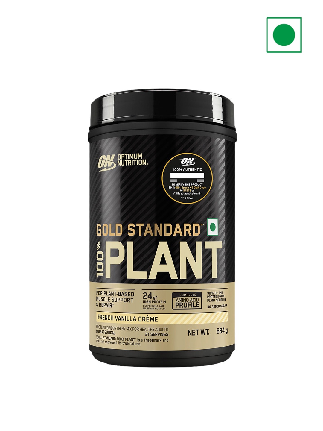 

Optimum Nutrition Gold Standard 100% Plant Protein French Vanilla Cream- 21 Serve, 684 G, Black