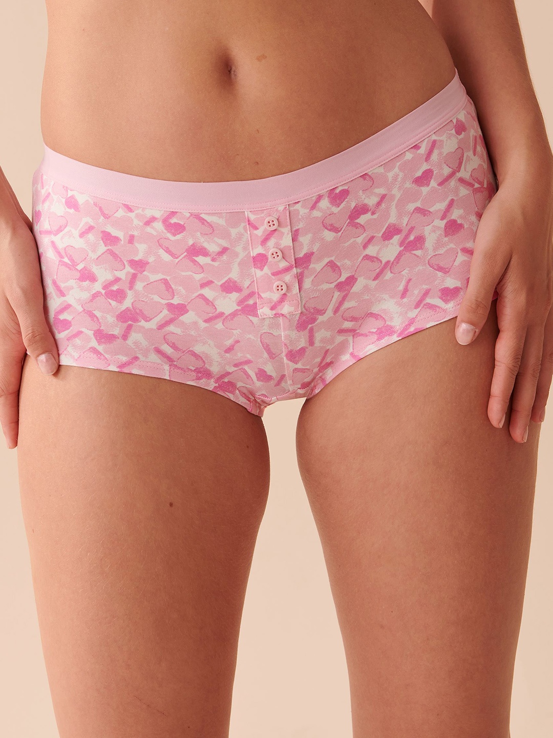 

La Vie en Rose Mid-Rise Printed Boy Short Briefs, Pink