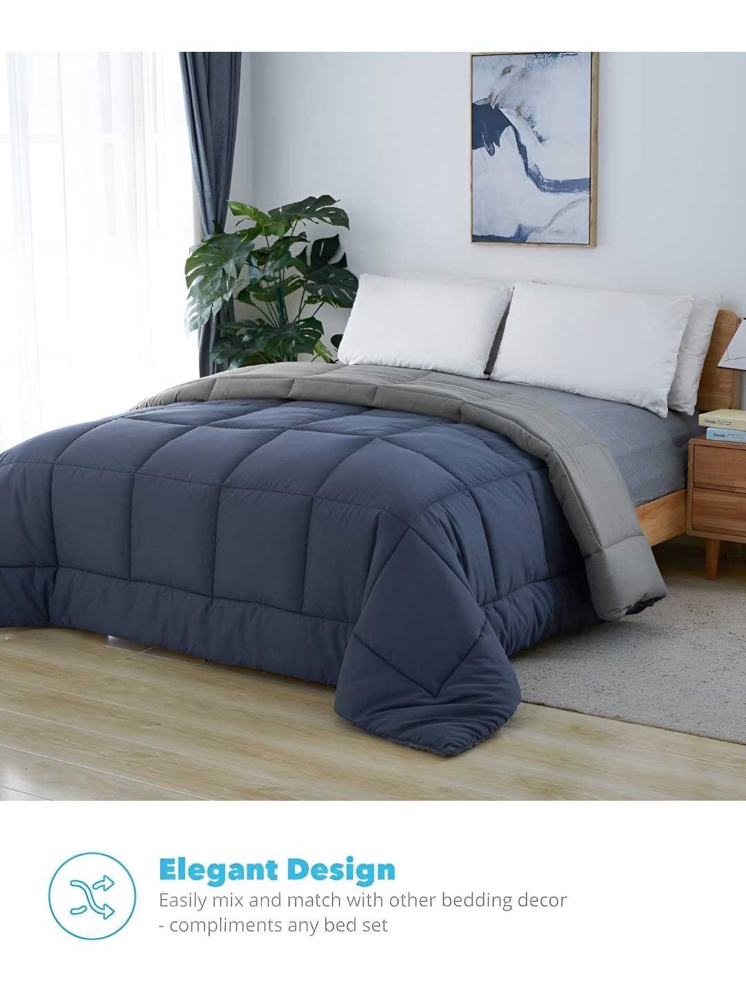 

RF RELAXFEEL Blue Heavy Winter 233 GSM Single Bed Comforter