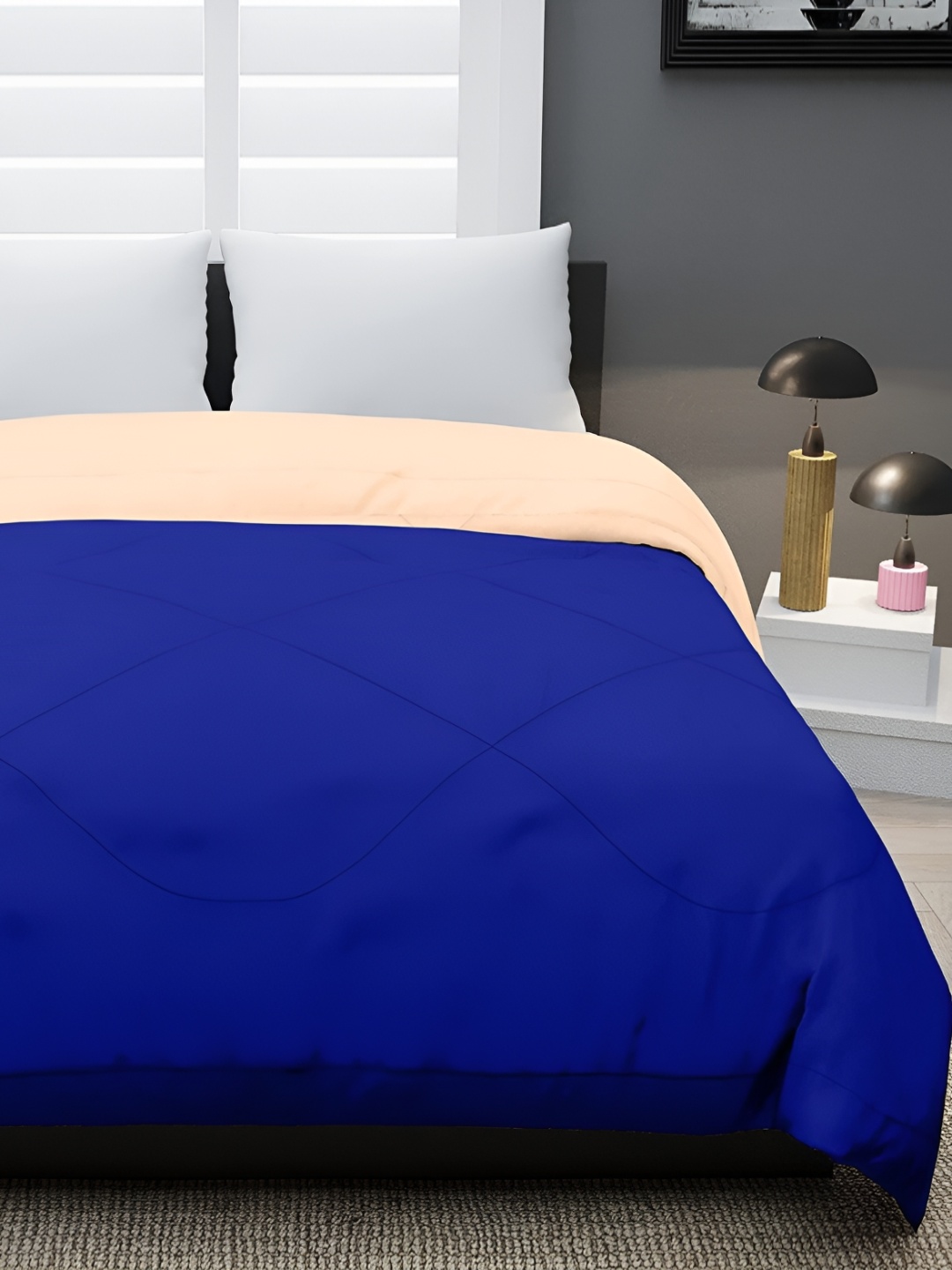 

RF RELAXFEEL Blue & Peach-Coloured Heavy Winter 233 GSM Double Bed Comforter