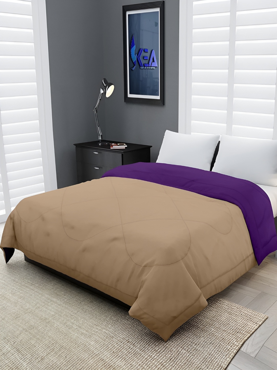 

RF RELAXFEEL Purple & Beige Heavy Winter Double Bed Comforter