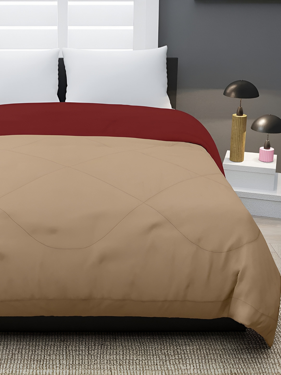 

RF RELAXFEEL Maroon & Beige Heavy Winter 233 GSM Double Bed Comforter
