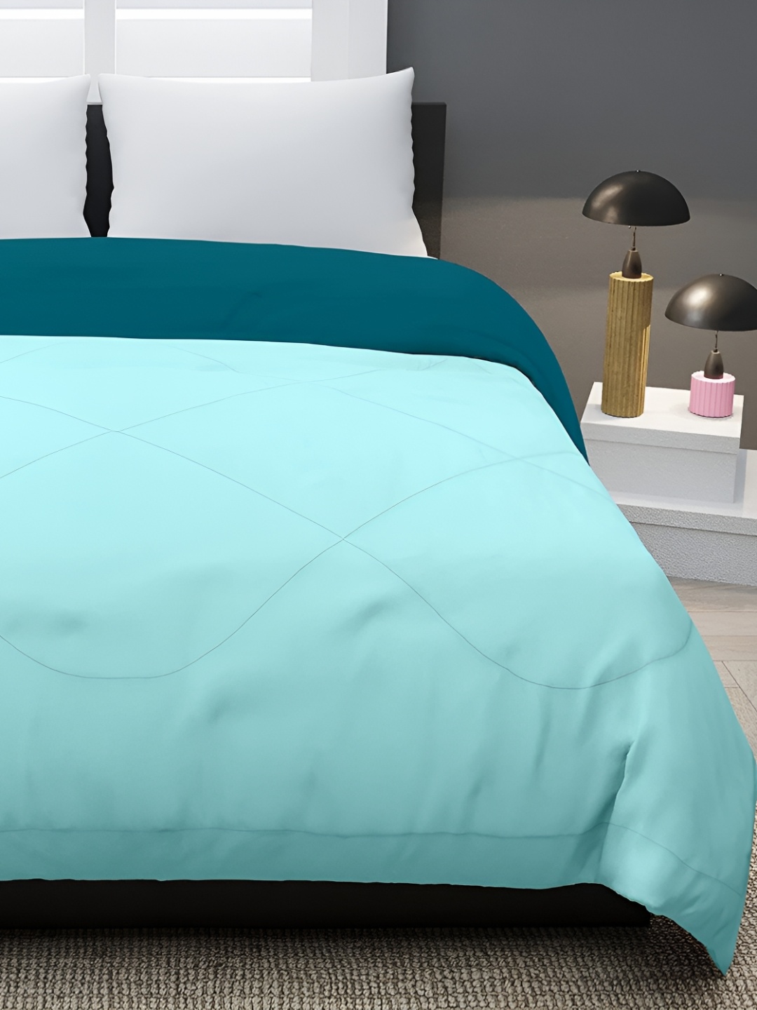 

RF RELAXFEEL Blue & Green Heavy Winter 233 GSM Single Bed Comforter