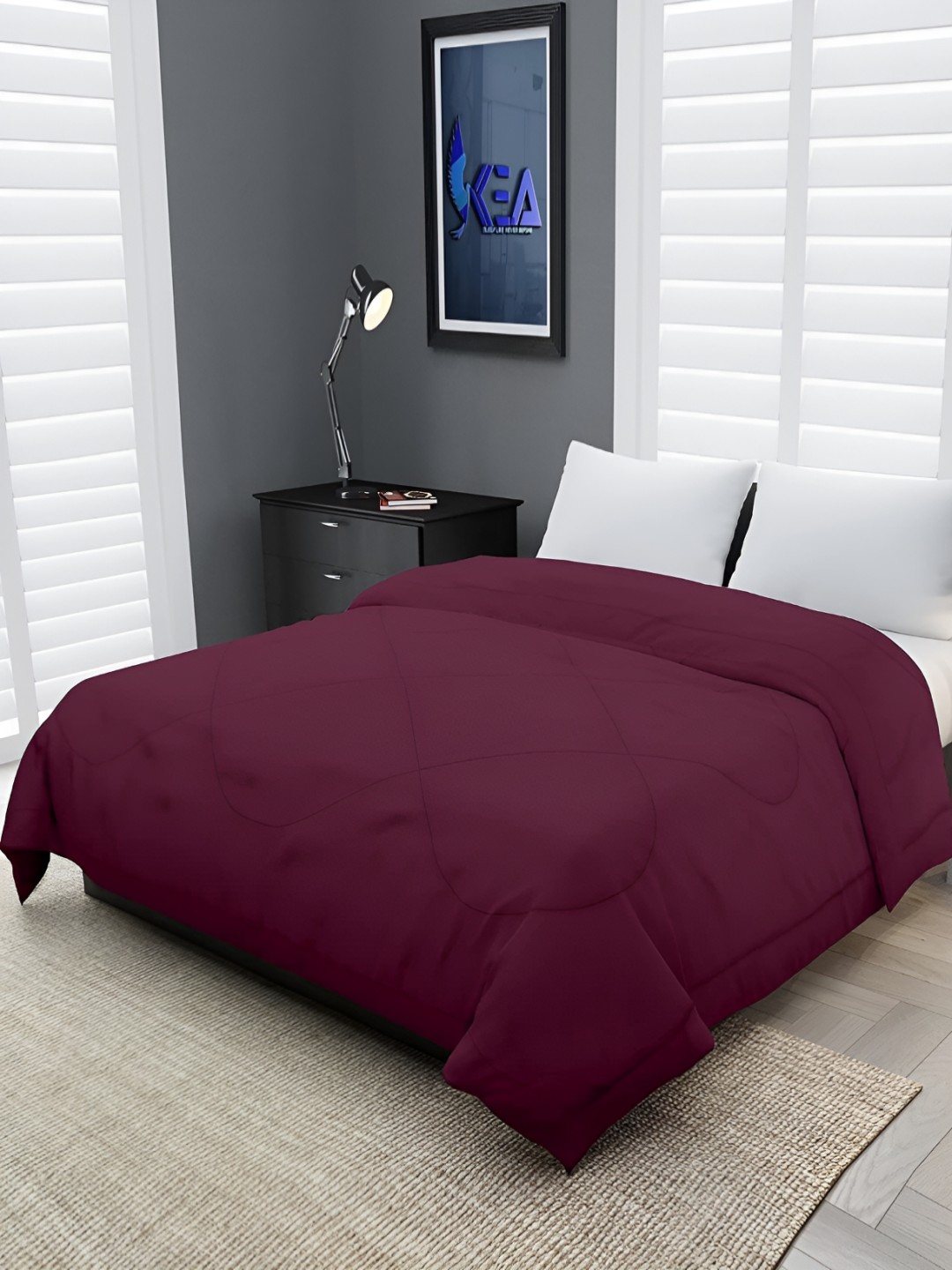 

RF RELAXFEEL Wine Geometric Heavy Winter 233 GSM Double Bed Comforter, Purple
