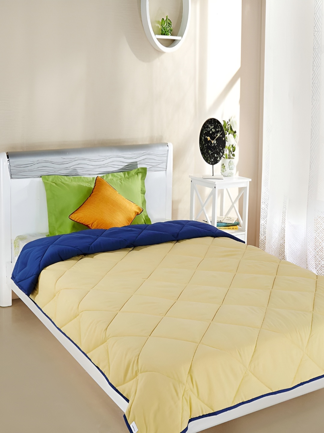 

RF RELAXFEEL Blue & Yellow Microfiber Heavy Winter 233 GSM Double Bed Comforter