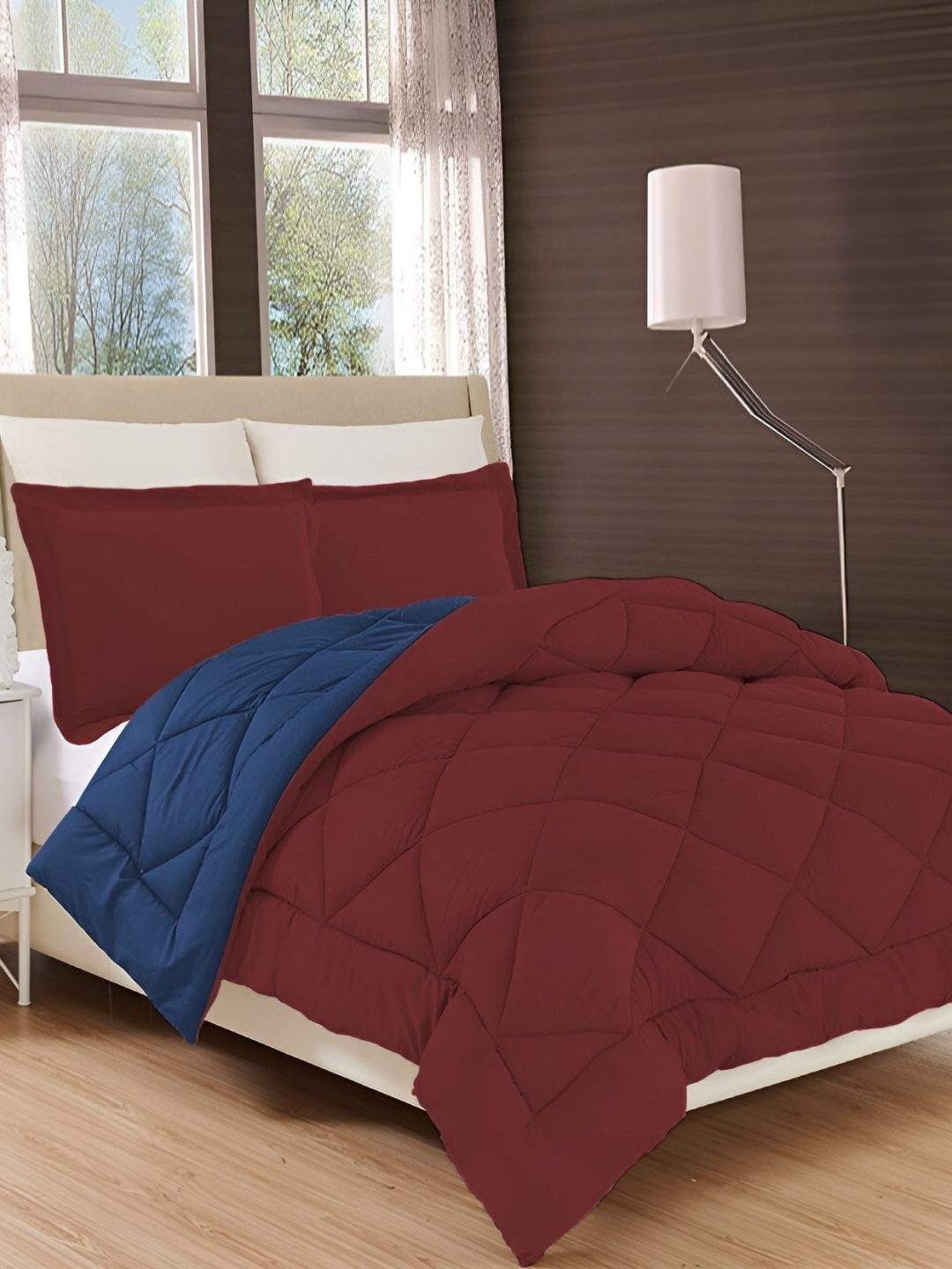 

RF RELAXFEEL Maroon & Blue Heavy Winter 233 GSM Single Bed Comforter