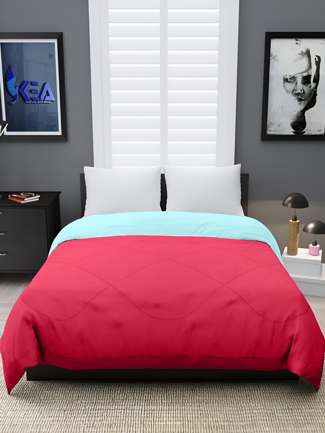 

RF RELAXFEEL Blue & Pink Heavy Winter 233 GSM Single Bed Comforter