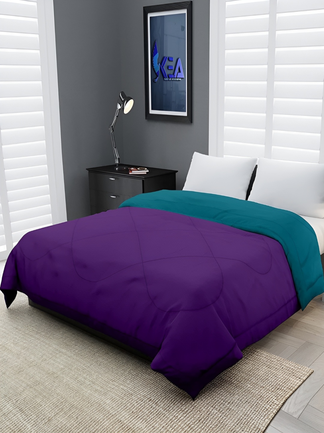 

RF RELAXFEEL Purple & Blue Heavy Winter 233 GSM Double Bed Comforter