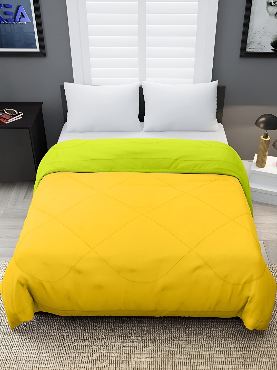 

RF RELAXFEEL Green & Yellow Geometric Heavy Winter 233 GSM Single Bed Comforter