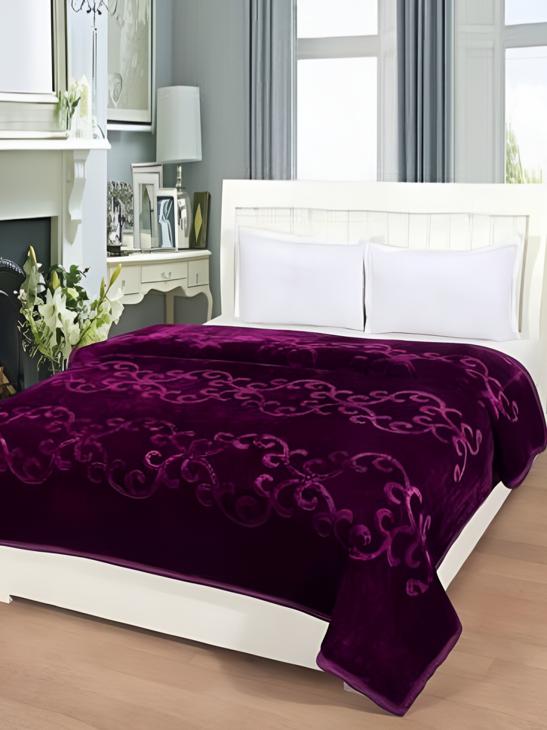 

RF RELAXFEEL Purple Ethnic Motifs Heavy Winter 400 GSM Single Bed Blanket