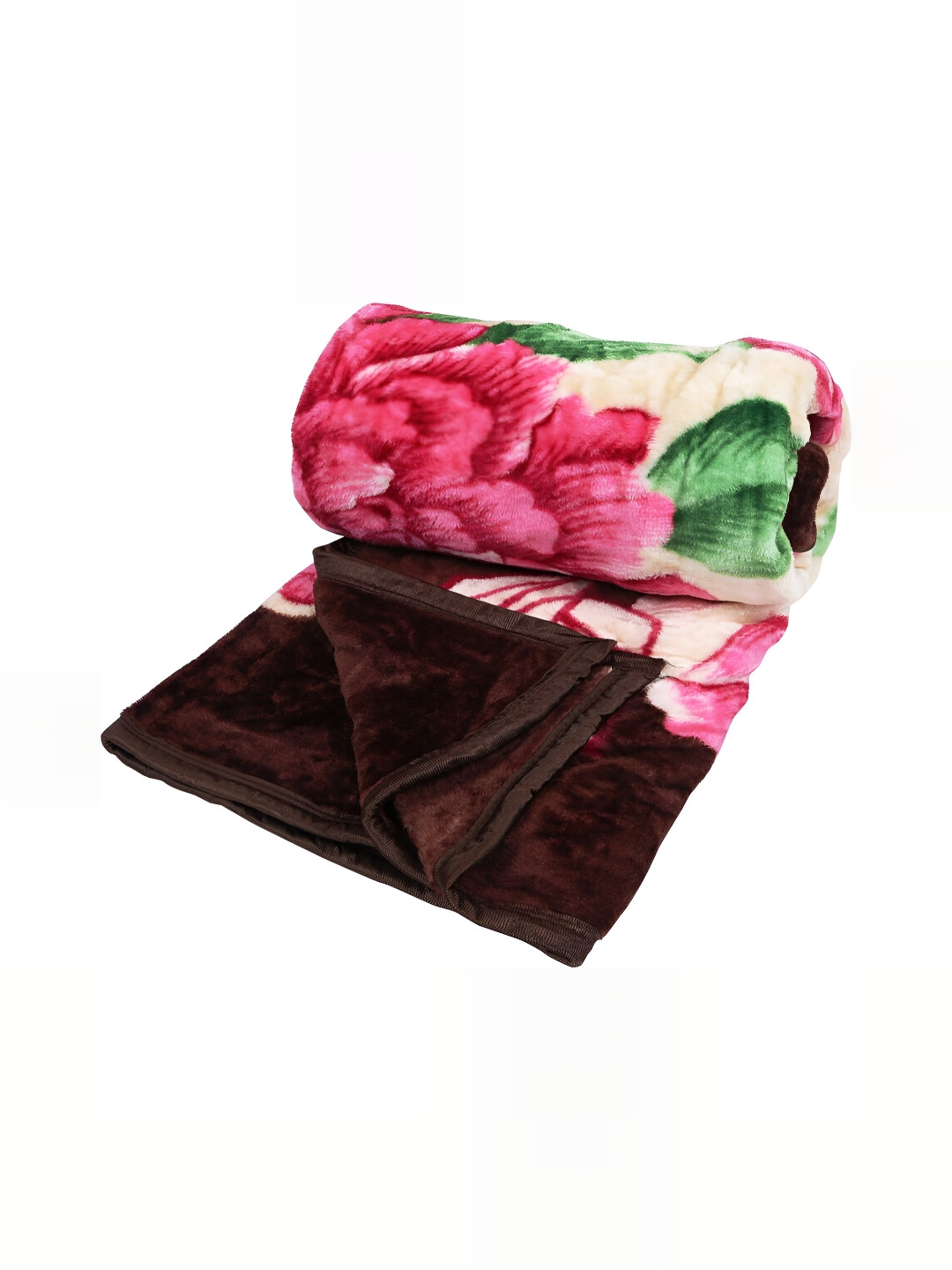 

RF RELAXFEEL Brown & Green Floral Microfiber Heavy Winter 150 GSM Double Bed Blanket