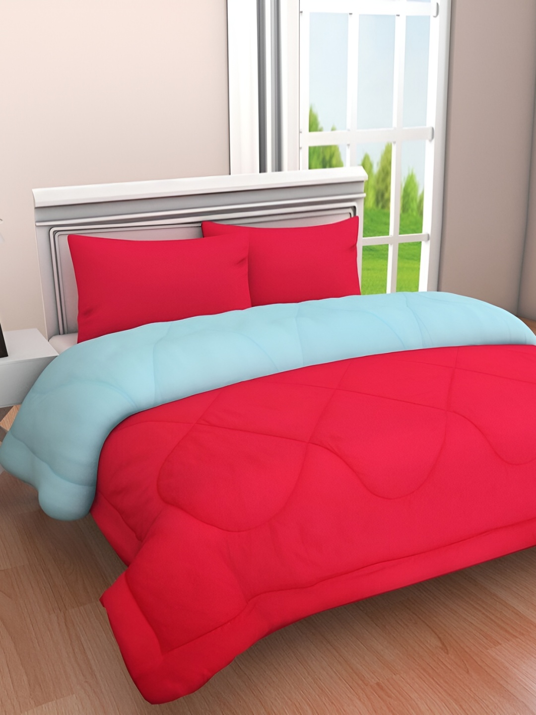 

RF RELAXFEEL Orange & Blue Geometric Heavy Winter 233 GSM Single Bed Quilt