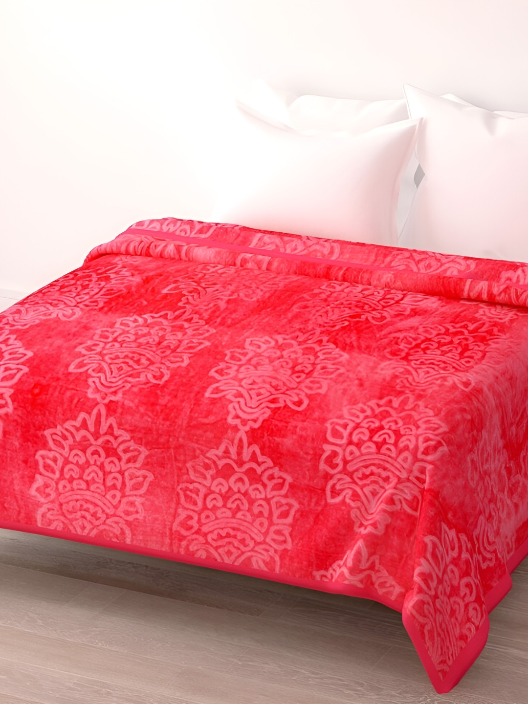 

RF RELAXFEEL Pink Ethnic Motifs Microfiber Heavy Winter 500 GSM Double Bed Blanket