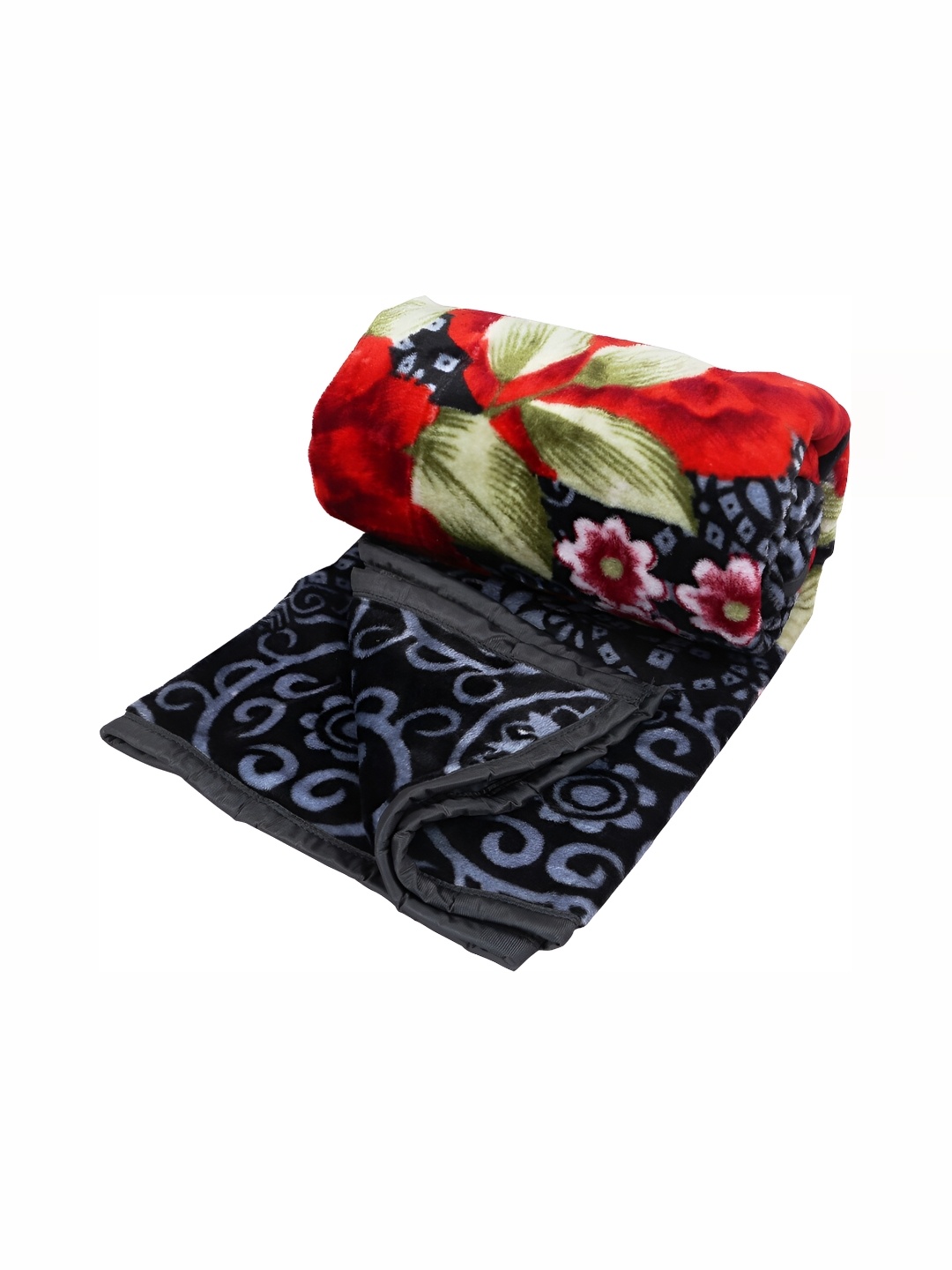 

RF RELAXFEEL Blue & Green Floral Microfiber Heavy Winter 150 GSM Double Bed Blanket