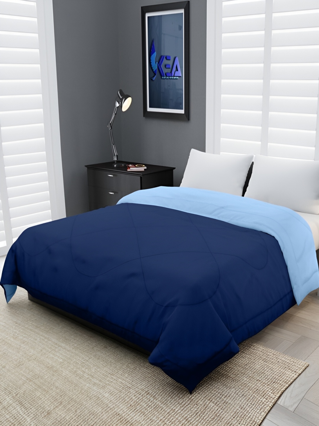 

RF RELAXFEEL Blue & Navy Blue Heavy Winter 233 GSM Double Bed Quilt