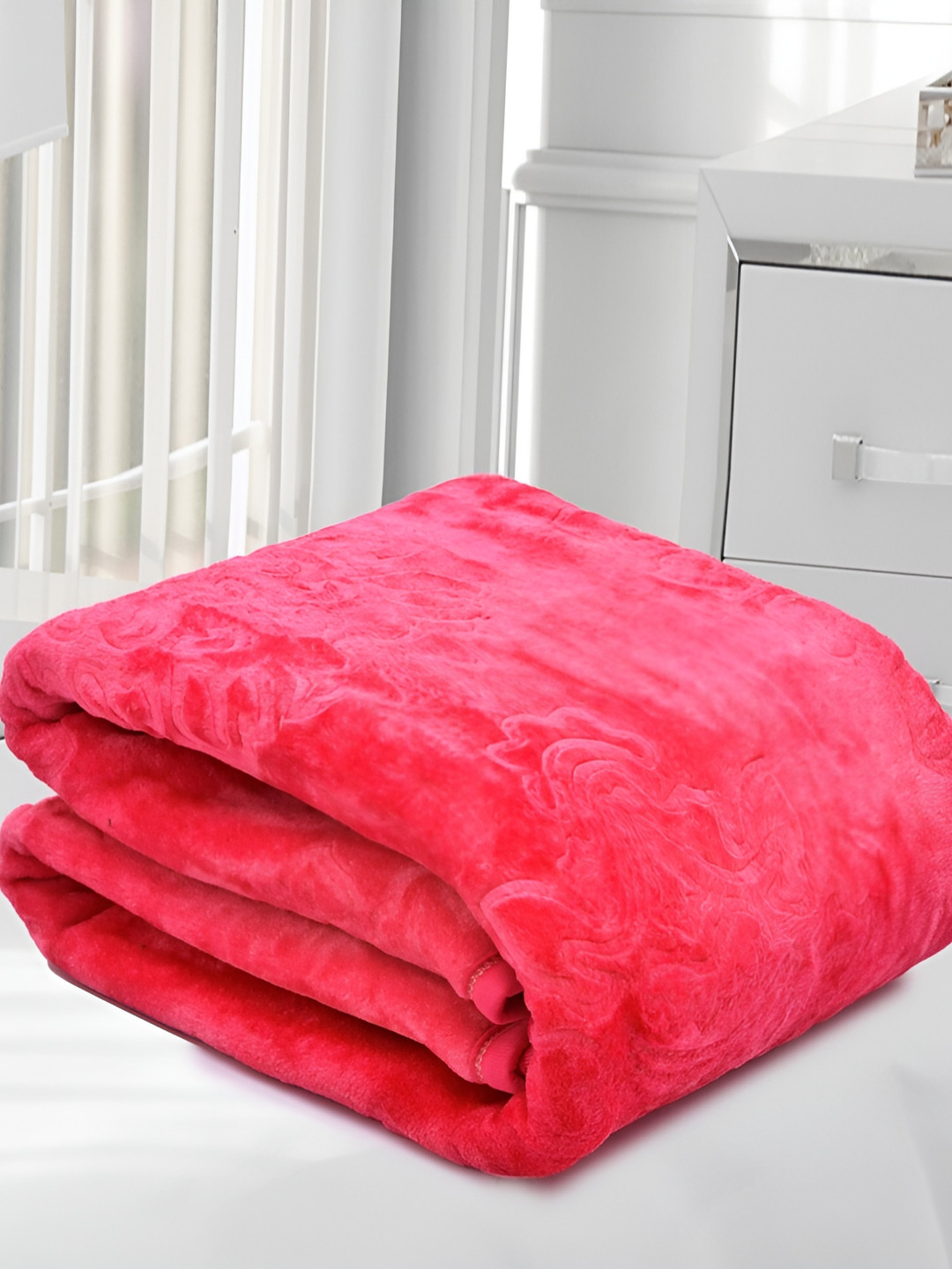 

RF RELAXFEEL Pink Floral Heavy Winter 233 GSM Double Bed Blanket