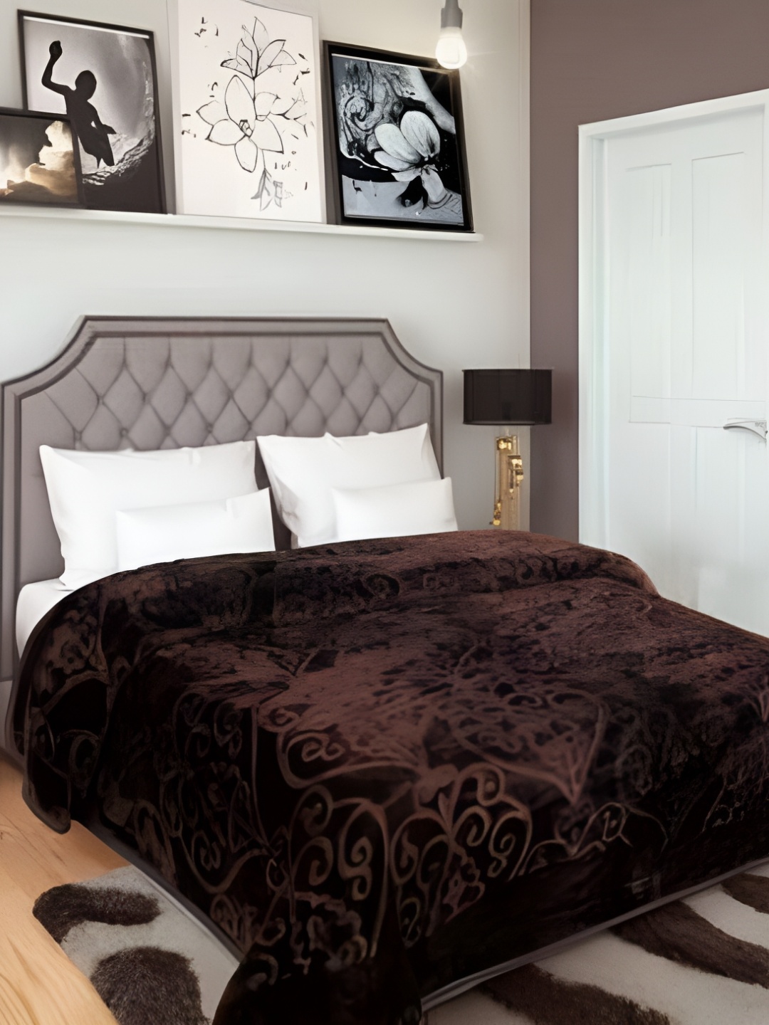 RF RELAXFEEL Brown Ethnic Motifs Heavy Winter 400 GSM Double Bed Blanket