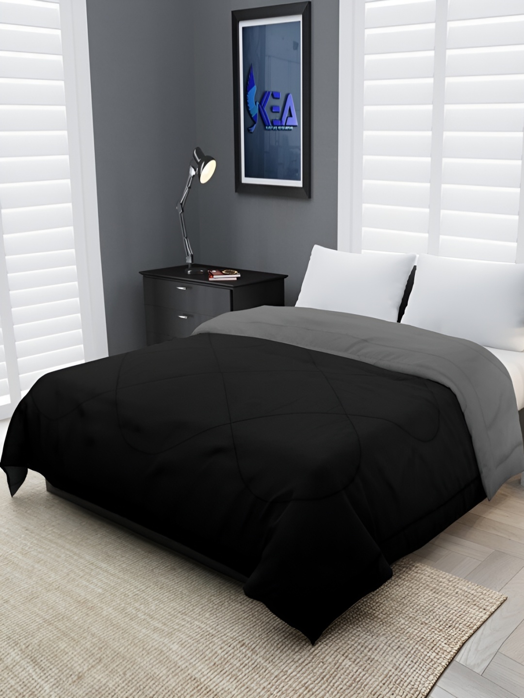 

RF RELAXFEEL Black & Grey Heavy Winter 233 GSM Single Bed Blanket