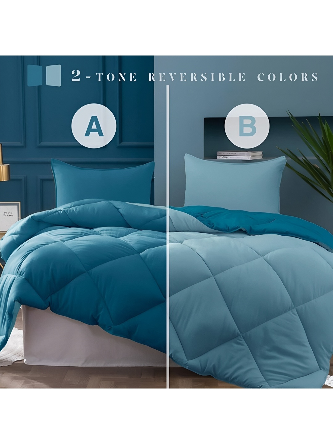 

RF RELAXFEEL Blue & Teal Heavy Winter 233 GSM Single Bed Quilt