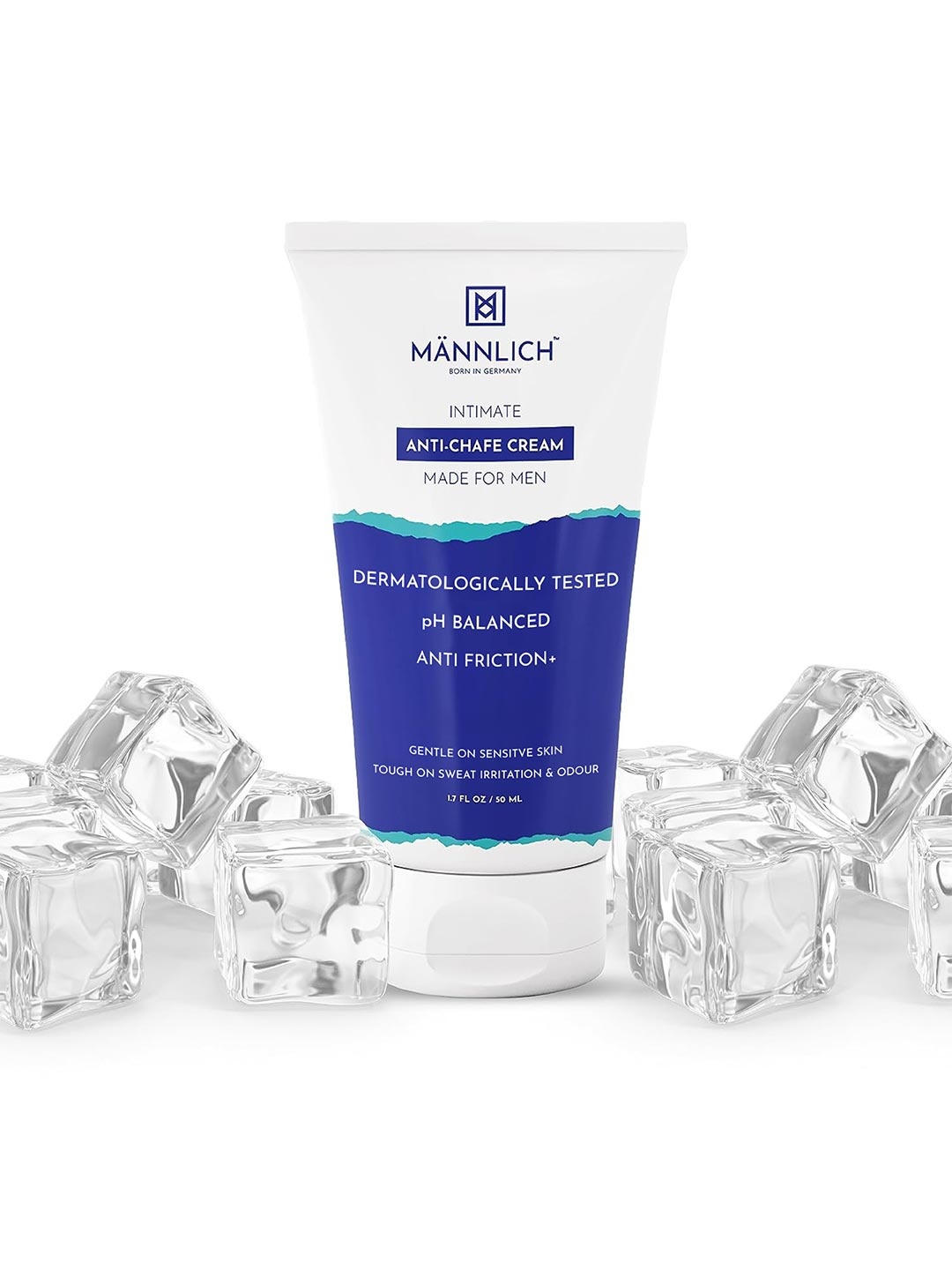 

Mannlich Men Intimate Anti-Rash Anti-Chafing Cream For Lightening Dark Patches - 50ml, Blue