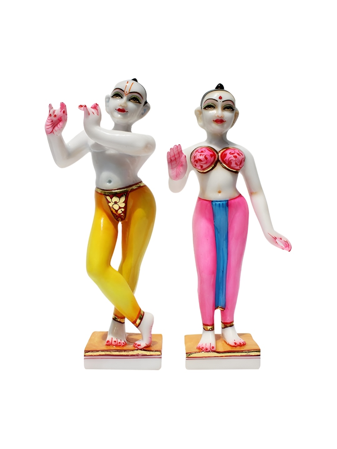 

krishnagallery1 White & Yellow Radha Krishan Murti Showpiece