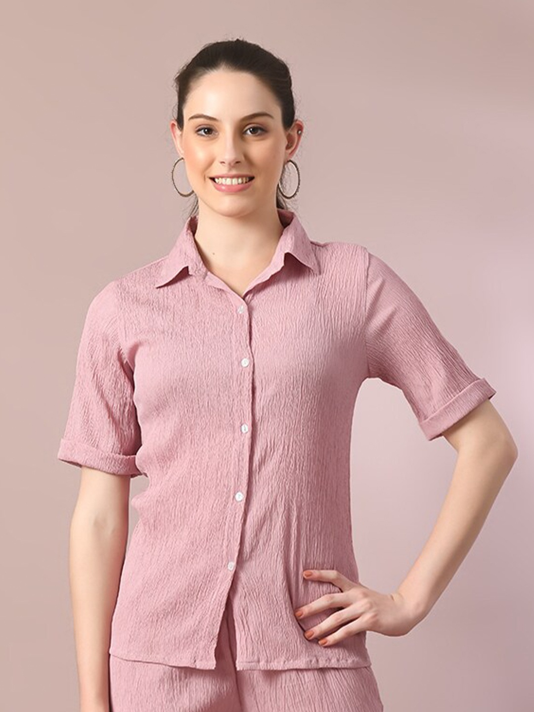 

DressBerry Smart Textured Casual Shirt, Pink