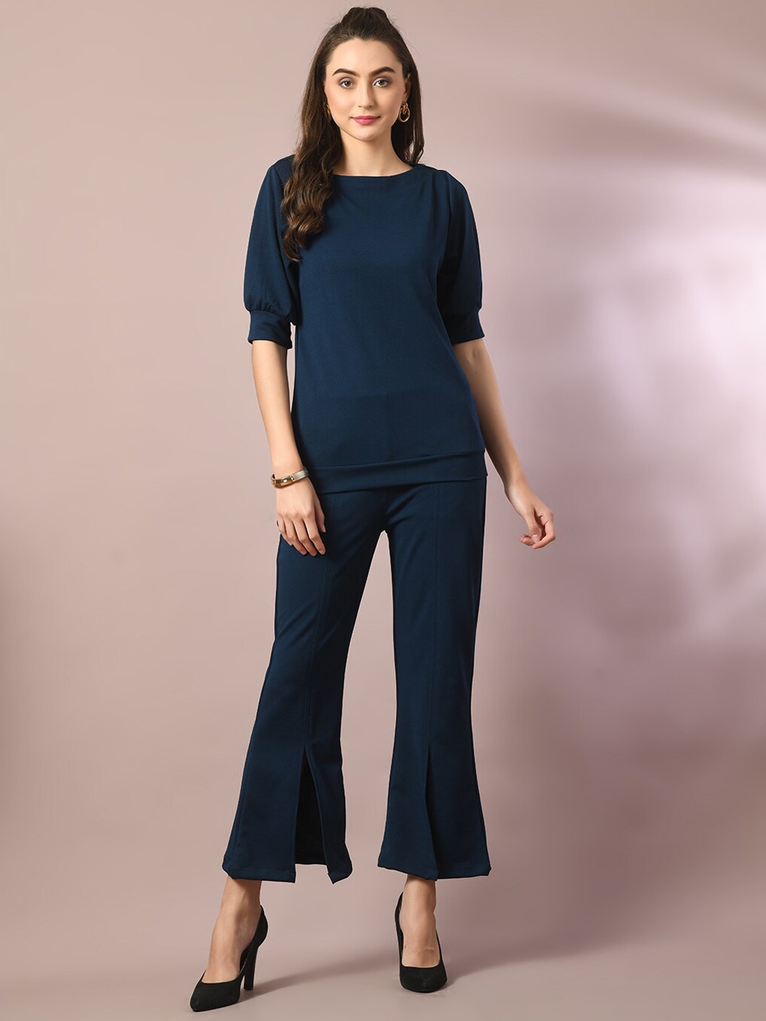 

DressBerry Blue Boat Neck Top With Trousers