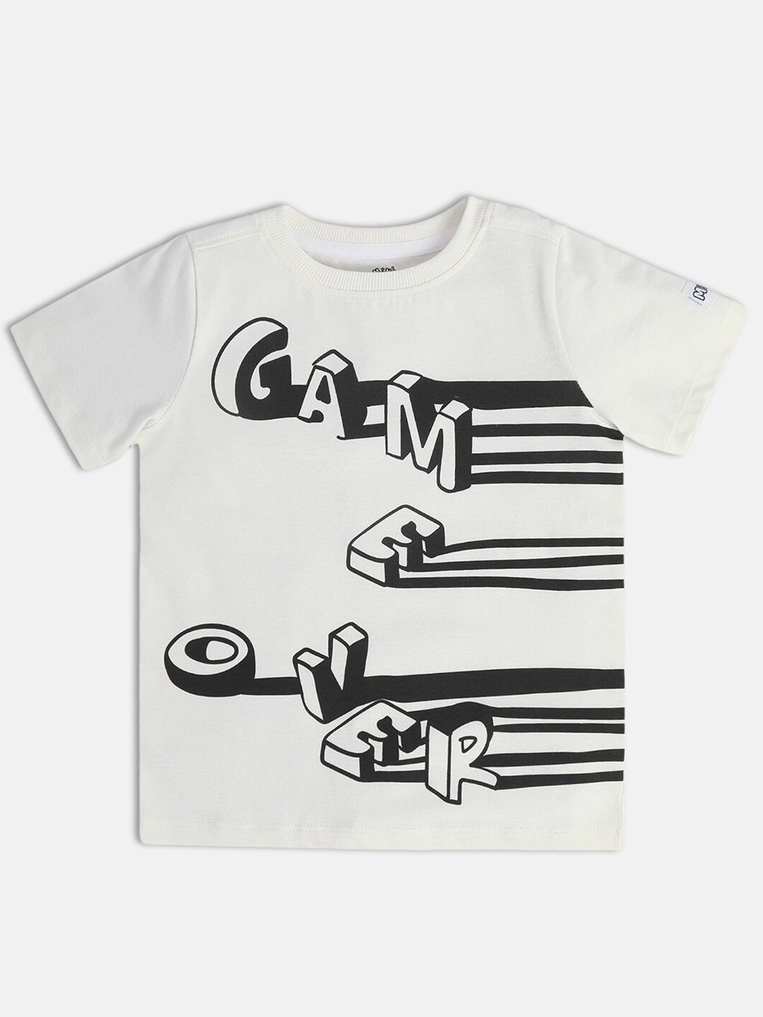 

MINI KLUB Boys Typography Printed Cotton T-shirt, White