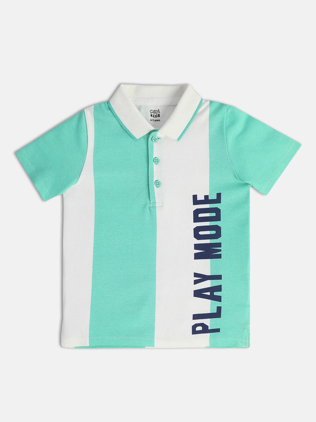 

MINI KLUB Boys Striped Polo Collar Cotton T-shirt, White