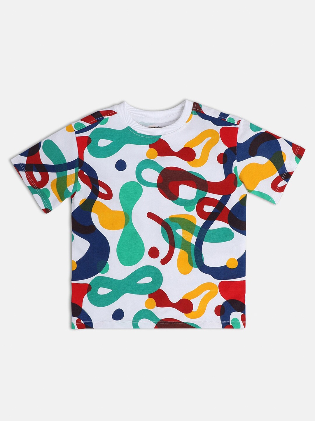 

MINI KLUB Boys Abstract Printed Round Neck Cotton T-shirt, Blue