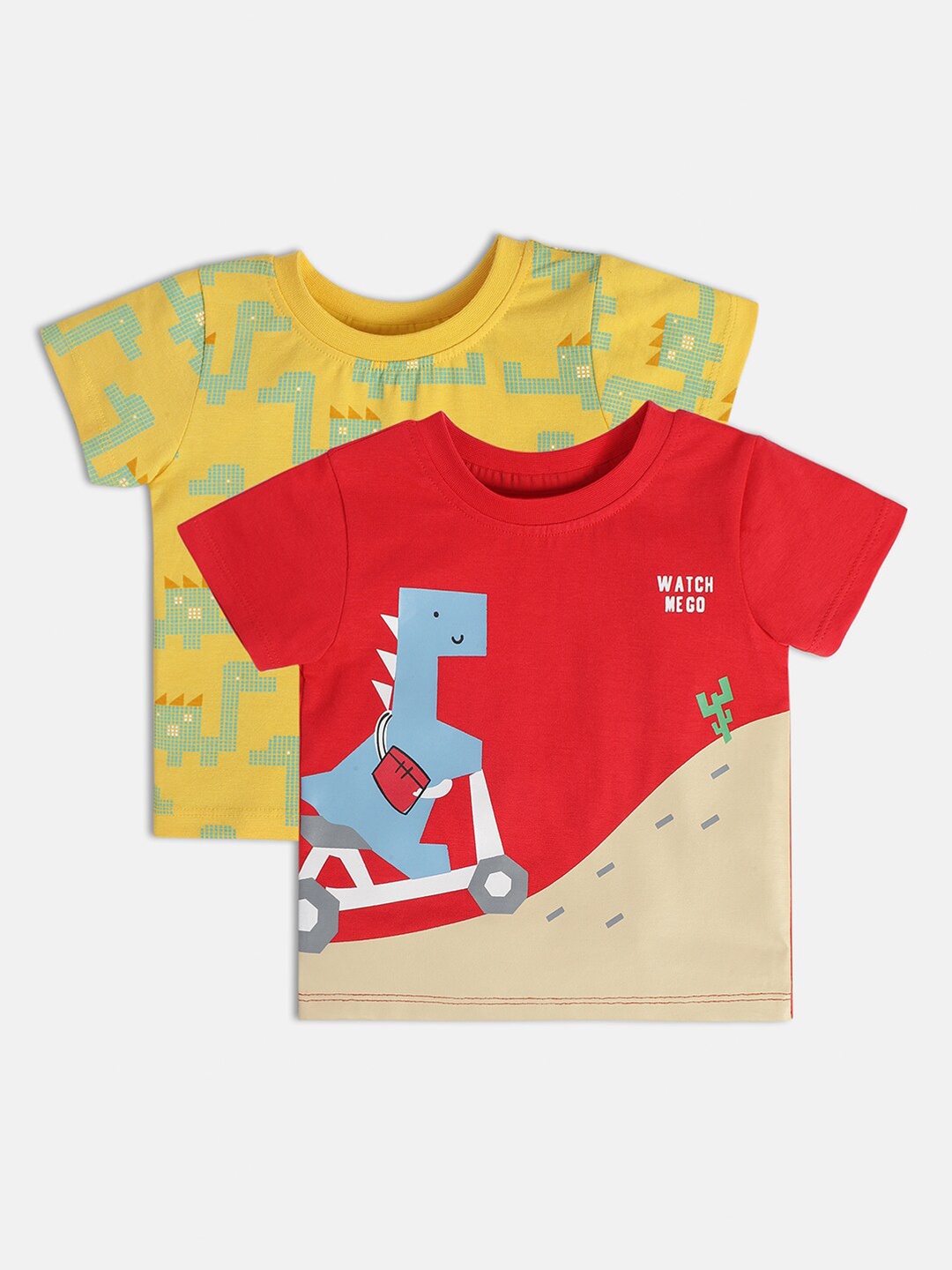 

MINI KLUB Boys Pack Of 2 Printed T-shirt, Yellow