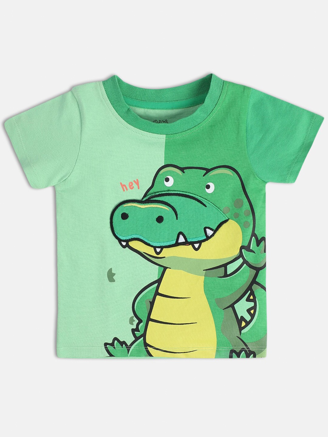 

MINI KLUB Boys Cartoon Printed Cotton T-shirt, Green