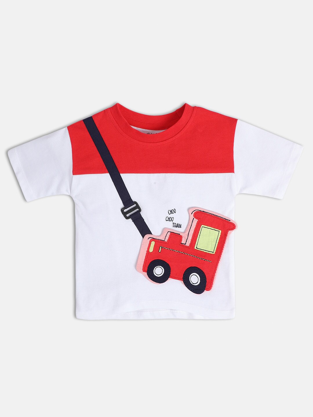 

MINI KLUB Boys Printed Round Neck Cotton T-shirt, White