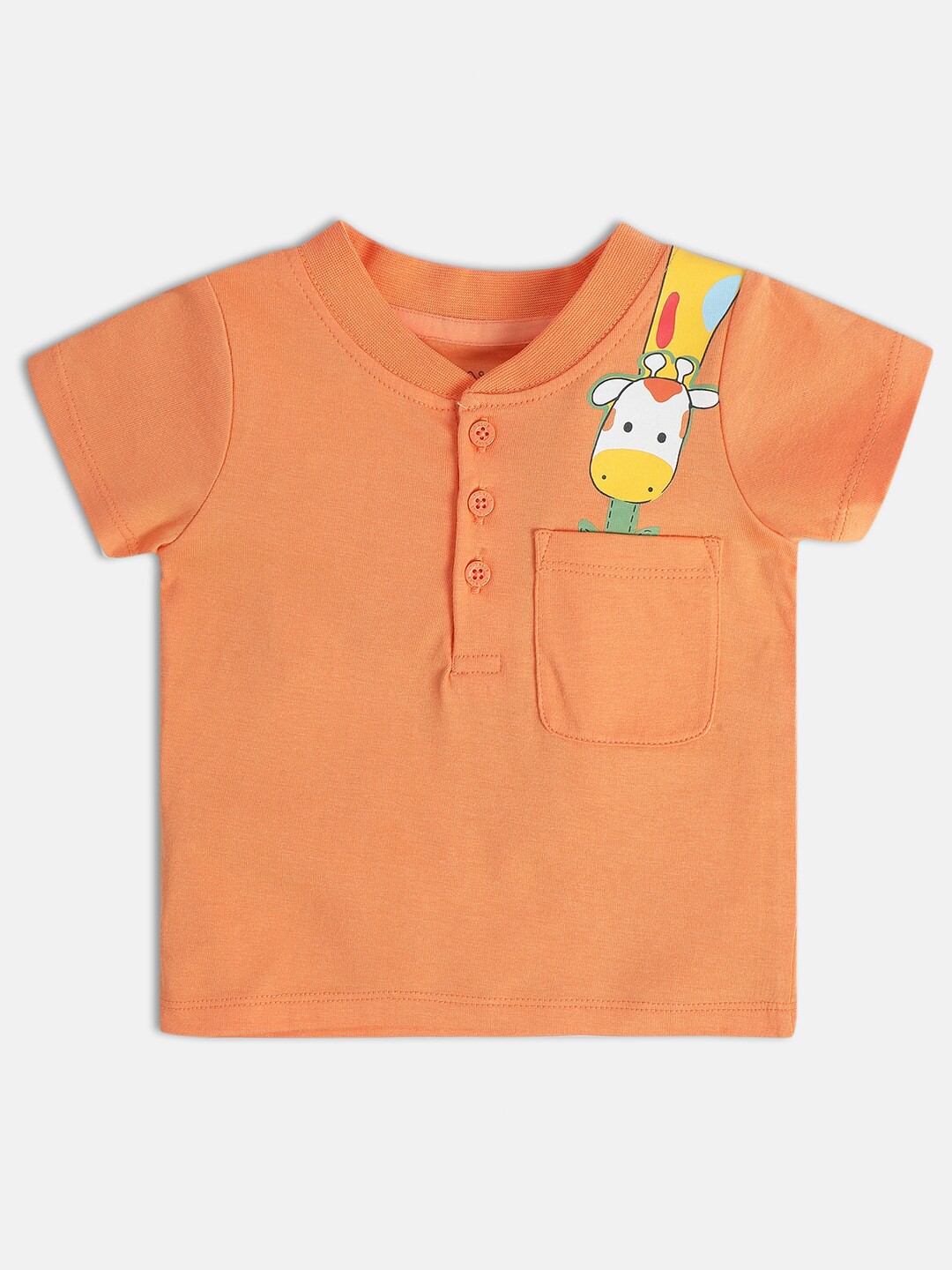 

MINI KLUB Boys Henley Neck Pockets T-shirt, Orange