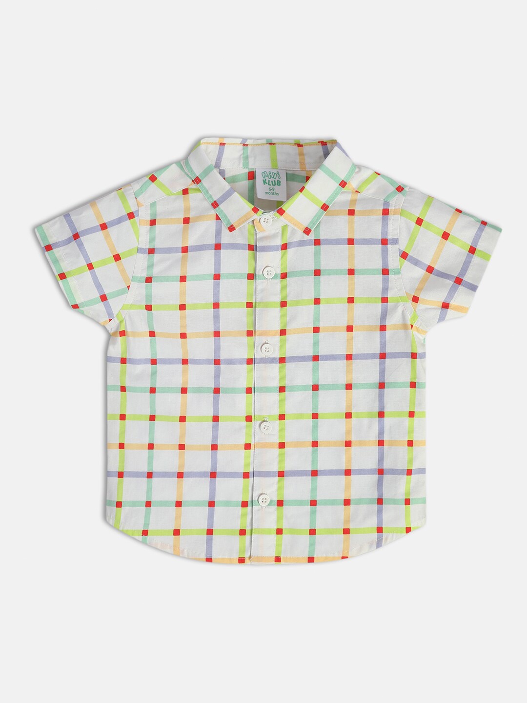 

MINI KLUB Infant Boys Classic Tartan Checked Spread Collar Cotton Casual Shirt, White