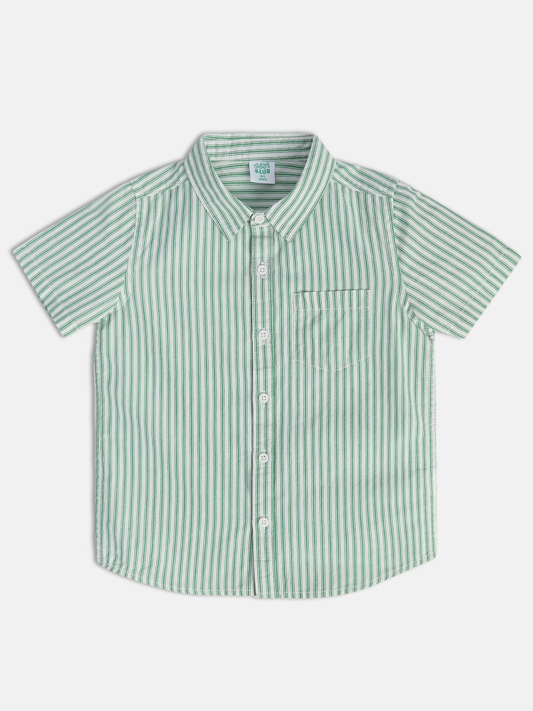 

MINI KLUB Boys Classic Vertical Striped Spread Collar Cotton Casual Shirt, Green