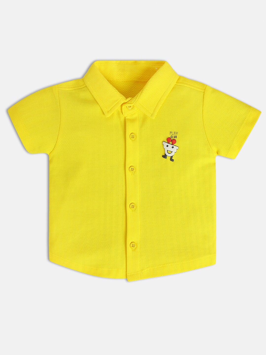 

MINI KLUB Infant Boys Textured Self Design Spread Collar Cotton Casual Shirt, Yellow