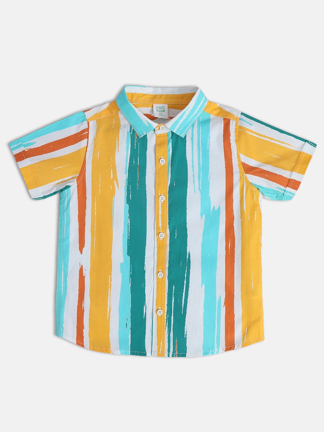

MINI KLUB Boys Classic Vertical Striped Spread Collar Cotton asual Shirt, Orange
