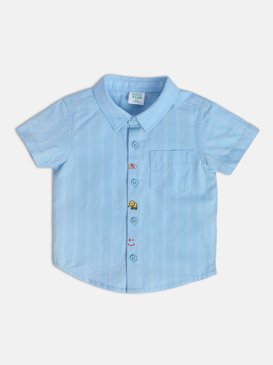 

MINI KLUB Infant Boys Classic Vertical Striped Spread Collar Cotton Casual Shirt, Blue