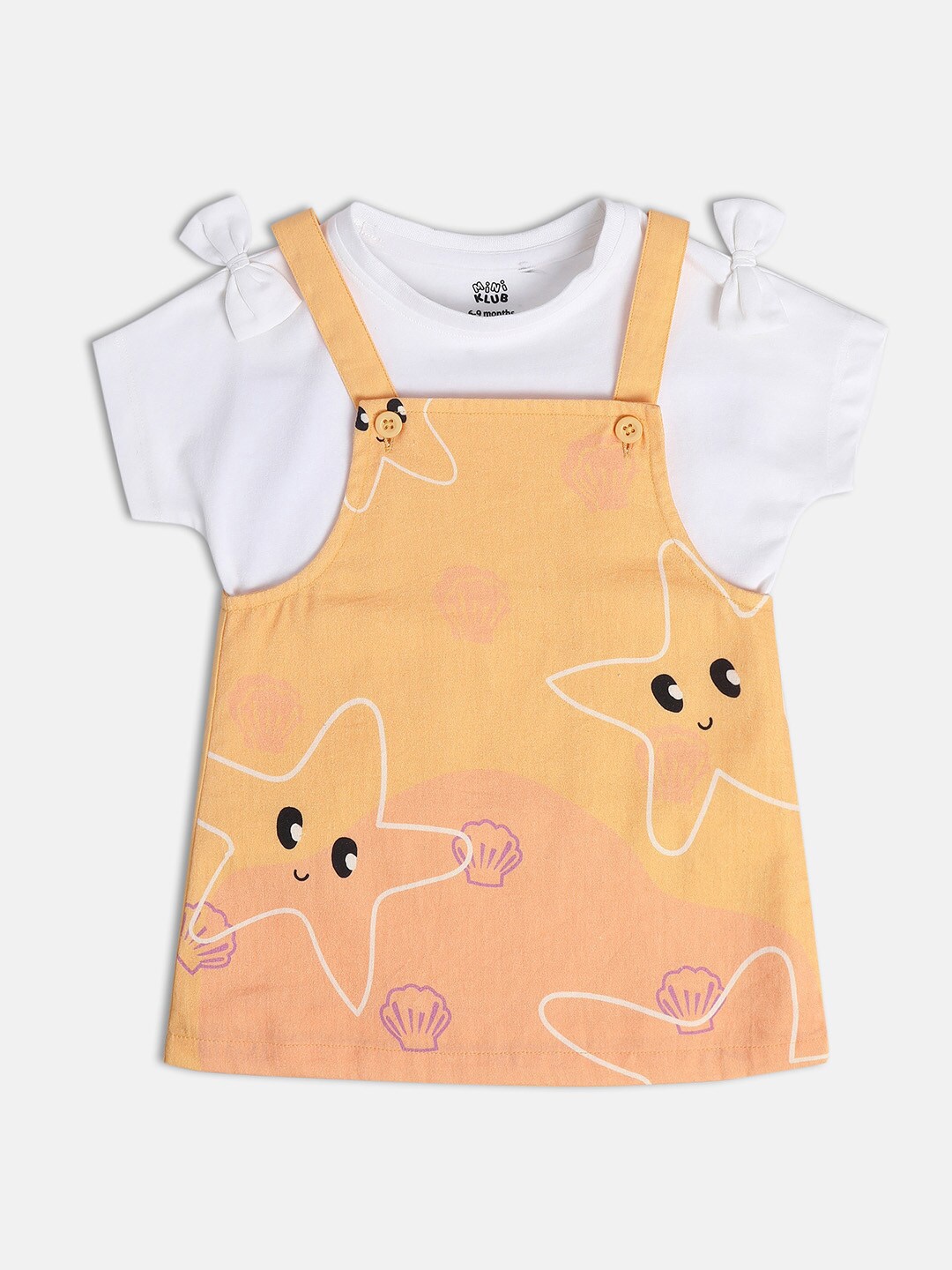 

MINI KLUB Infant Girls Printed A-Line Dress With Top, Orange