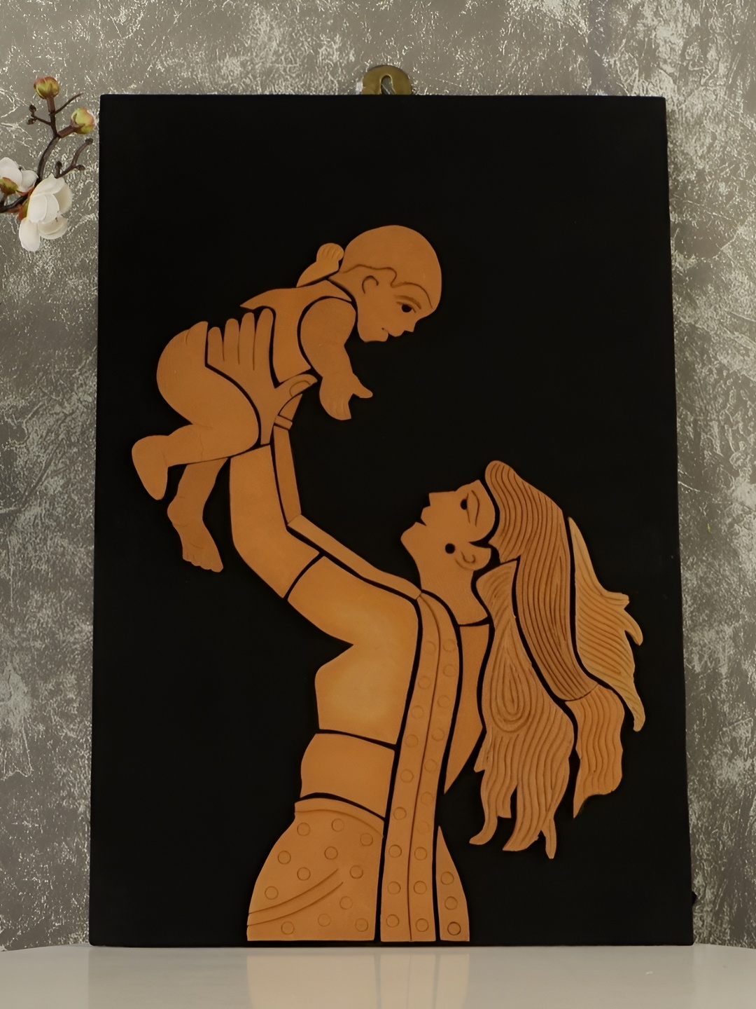 

SOWPEACE Brown & Black Textured Mother Son Paintings Wall Art