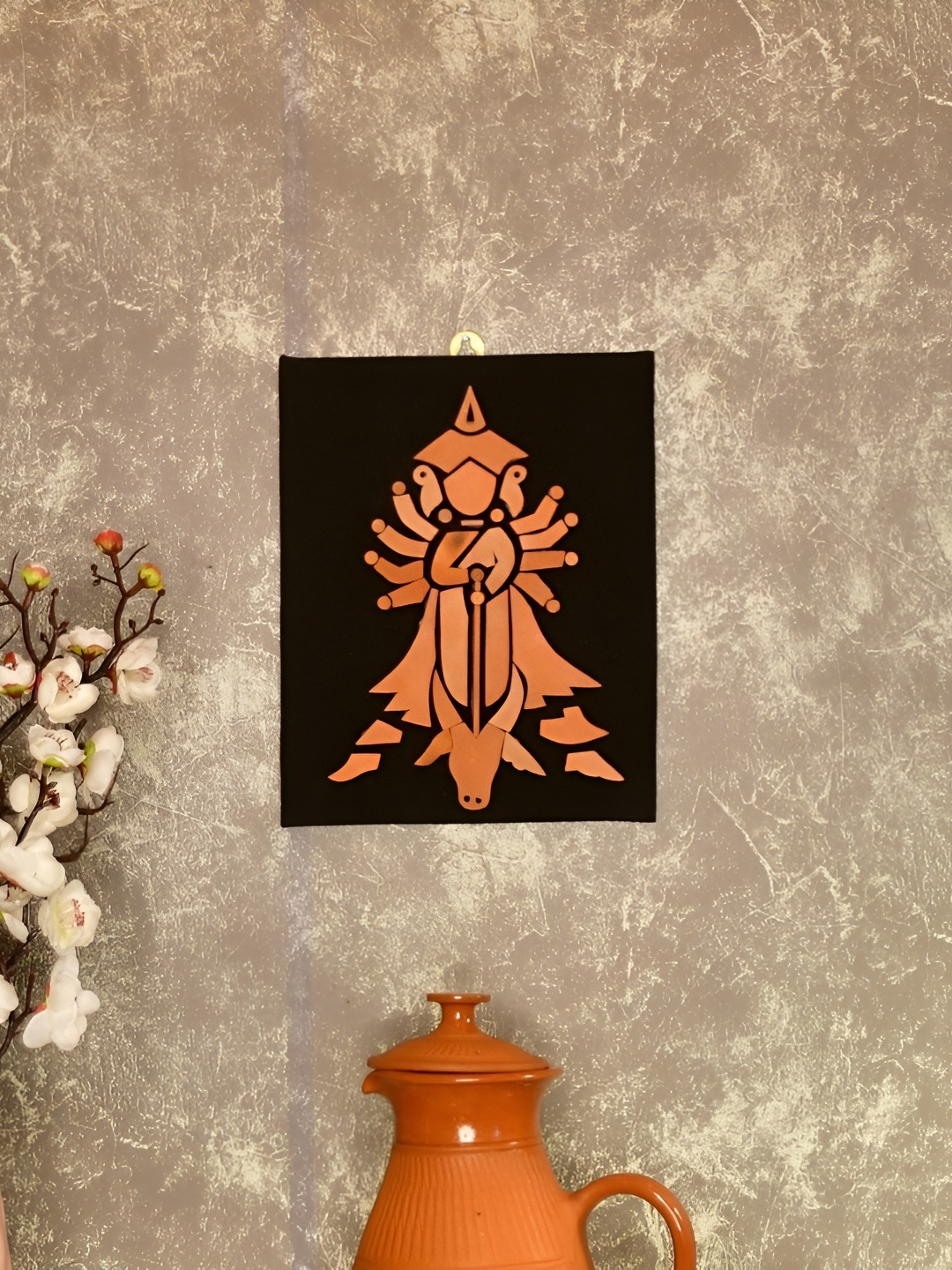 

SOWPEACE Brown & Black Textured Durga Religious Paintings Wall Art