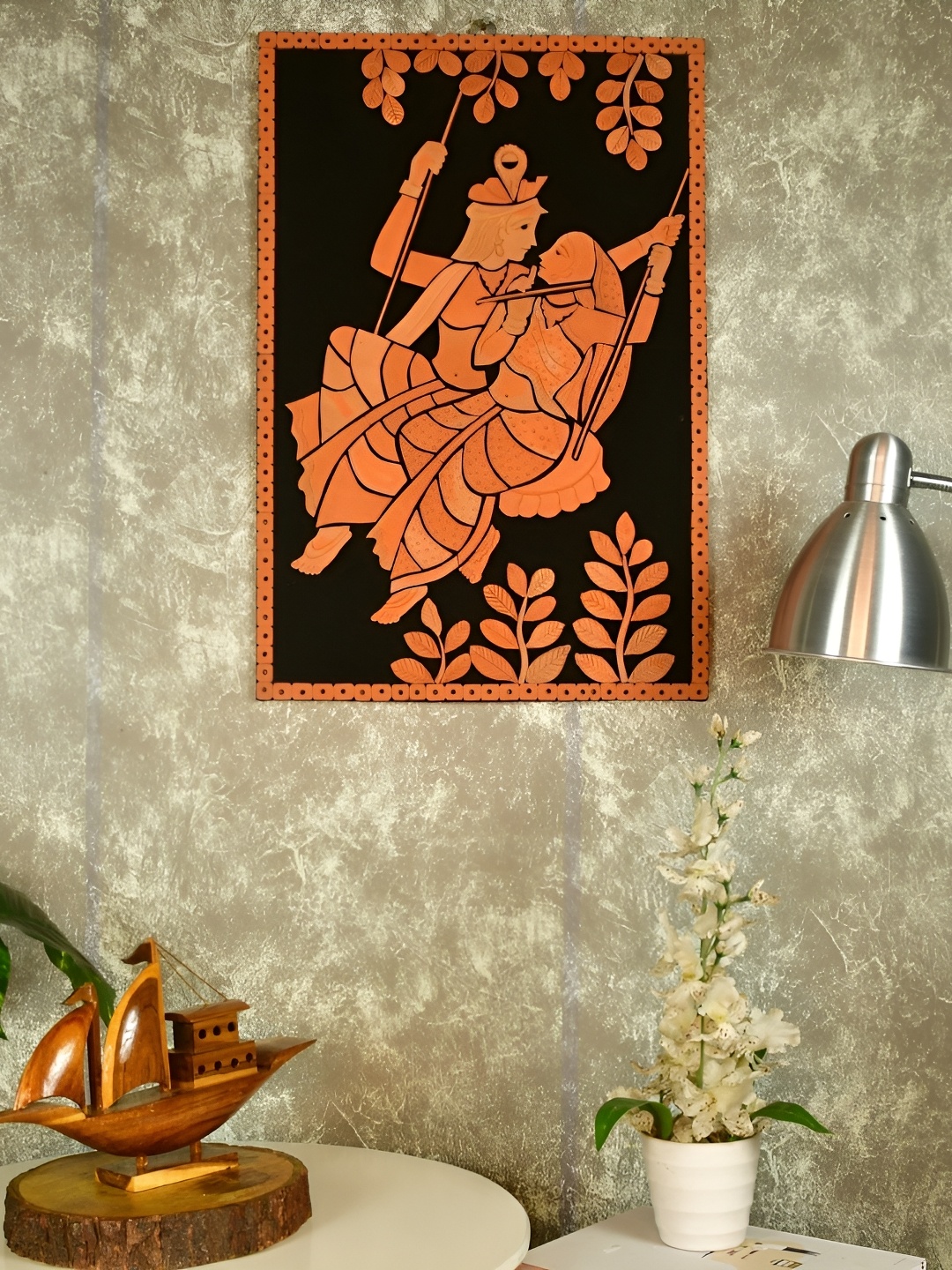 

SOWPEACE Brown & Black Textured Jhulan Paintings Wall Art