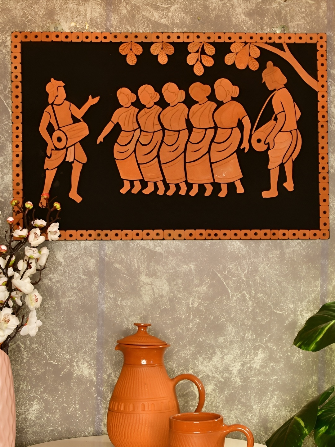 

SOWPEACE Brown & Black Textured Wooden Tribal Dance Paintings Wall Art