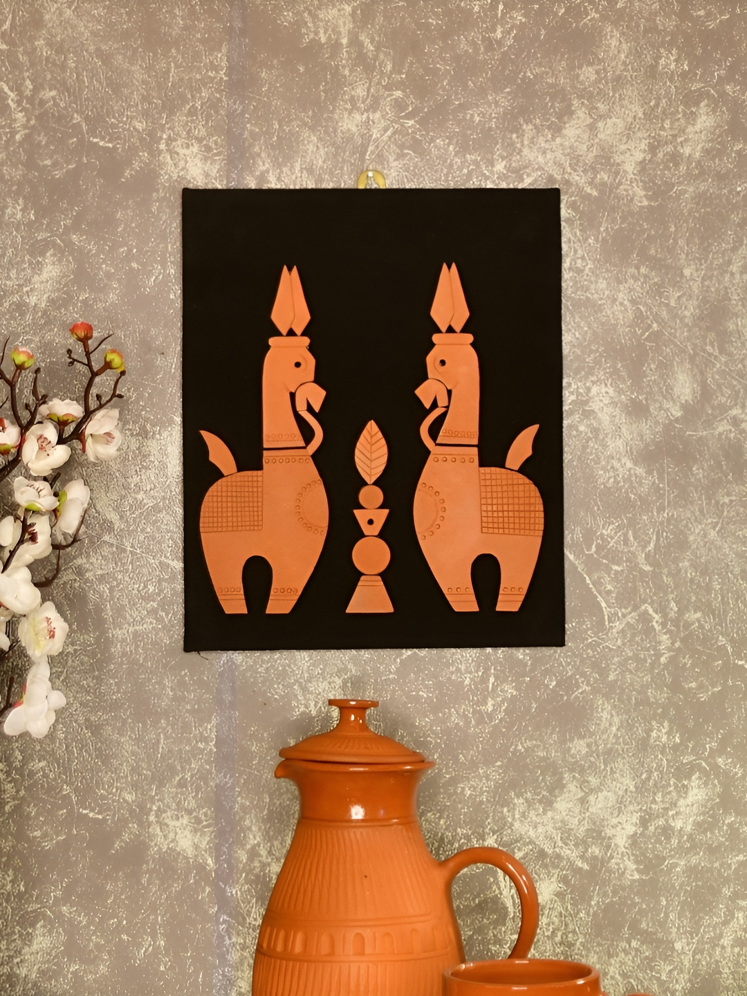 

SOWPEACE Brown & Black Textured Horse Paintings Wall Art