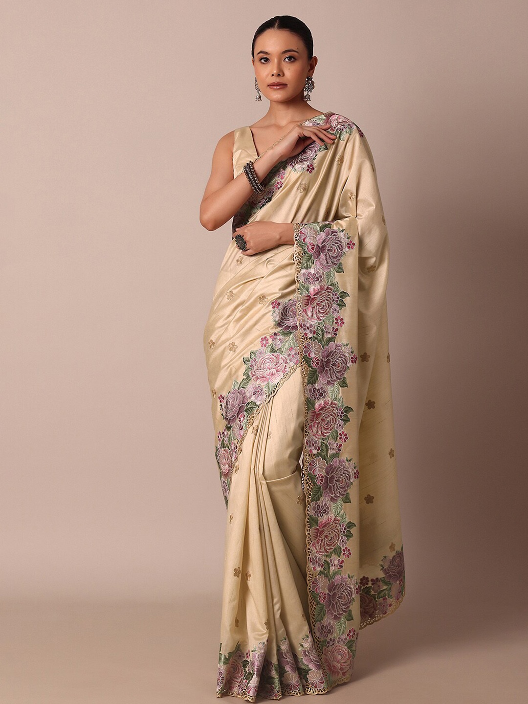 

KALKI Fashion Floral Embroidered Saree, Beige