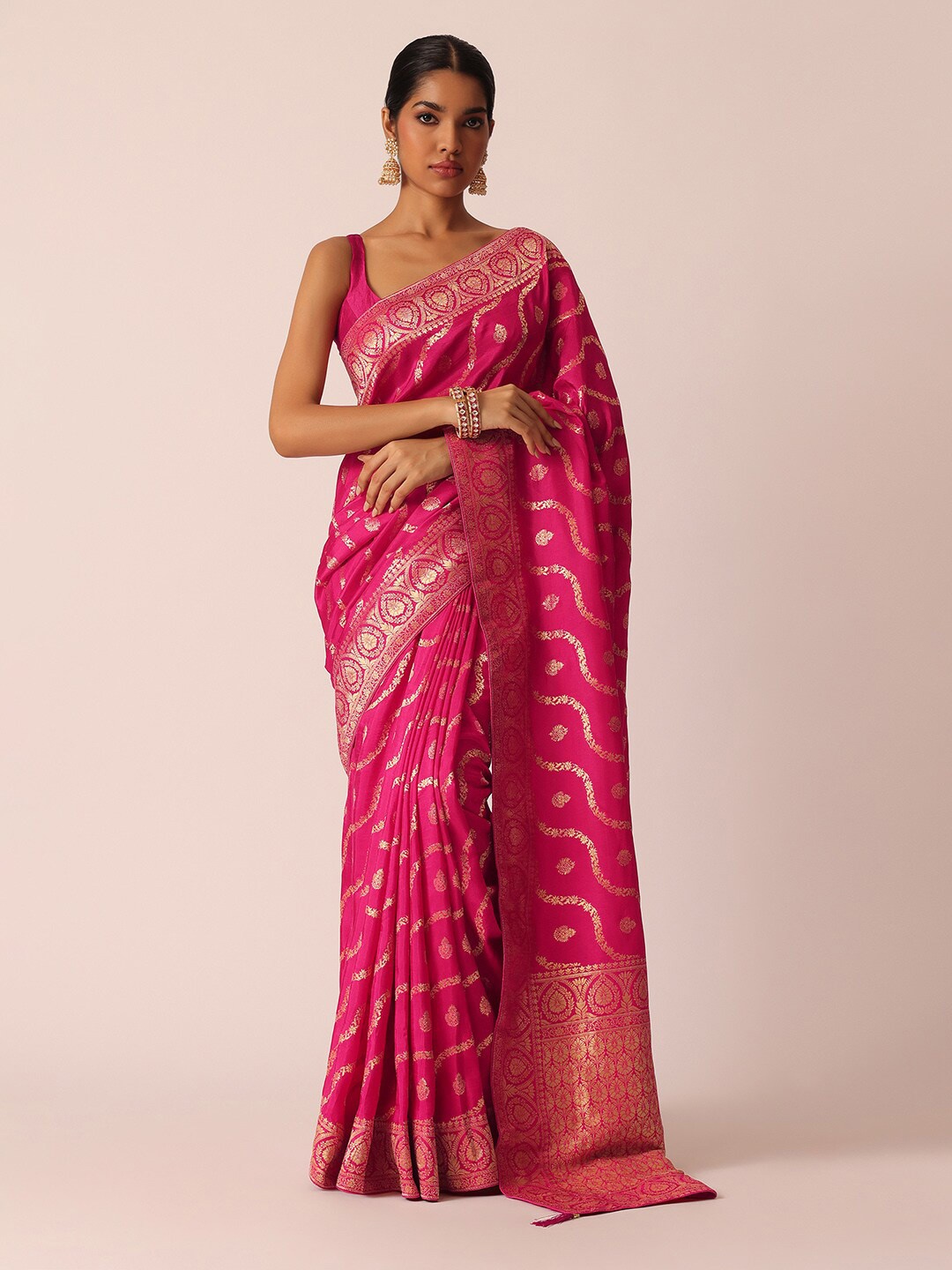 

KALKI Fashion Woven Design Ethnic Motifs Zari Saree, Pink