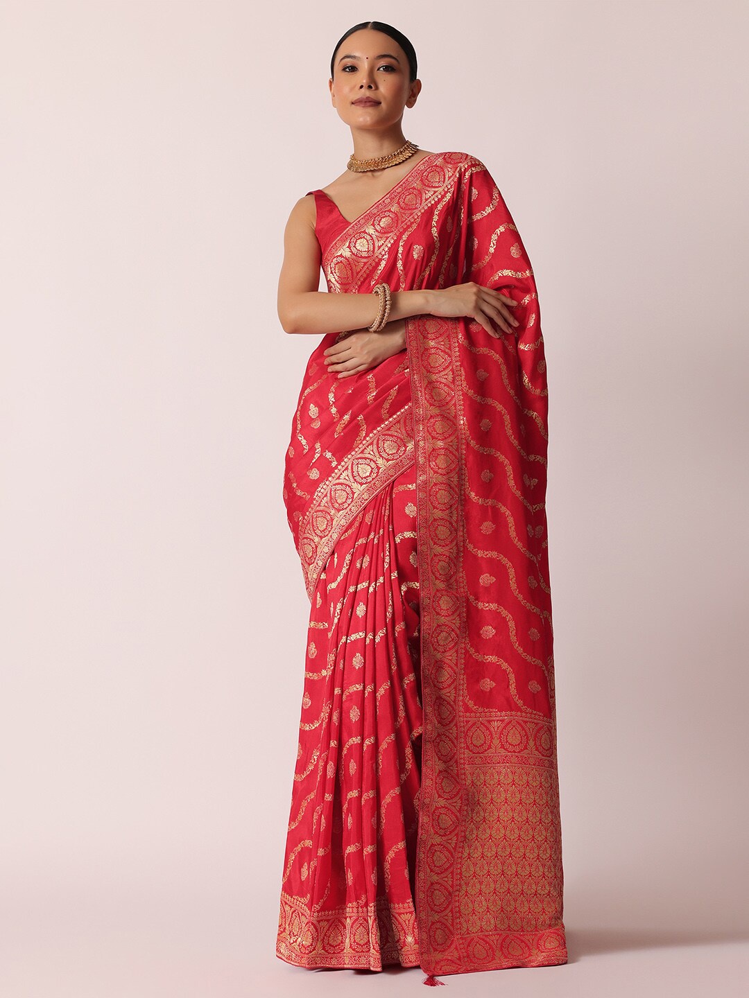 

KALKI Fashion Ethnic Motifs Woven Design Zari Banarasi Saree, Red